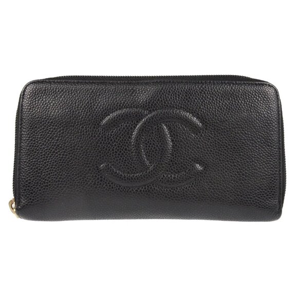 Chanel Black Calfskin Zip Around Long Wallet - Picture 1 of 9